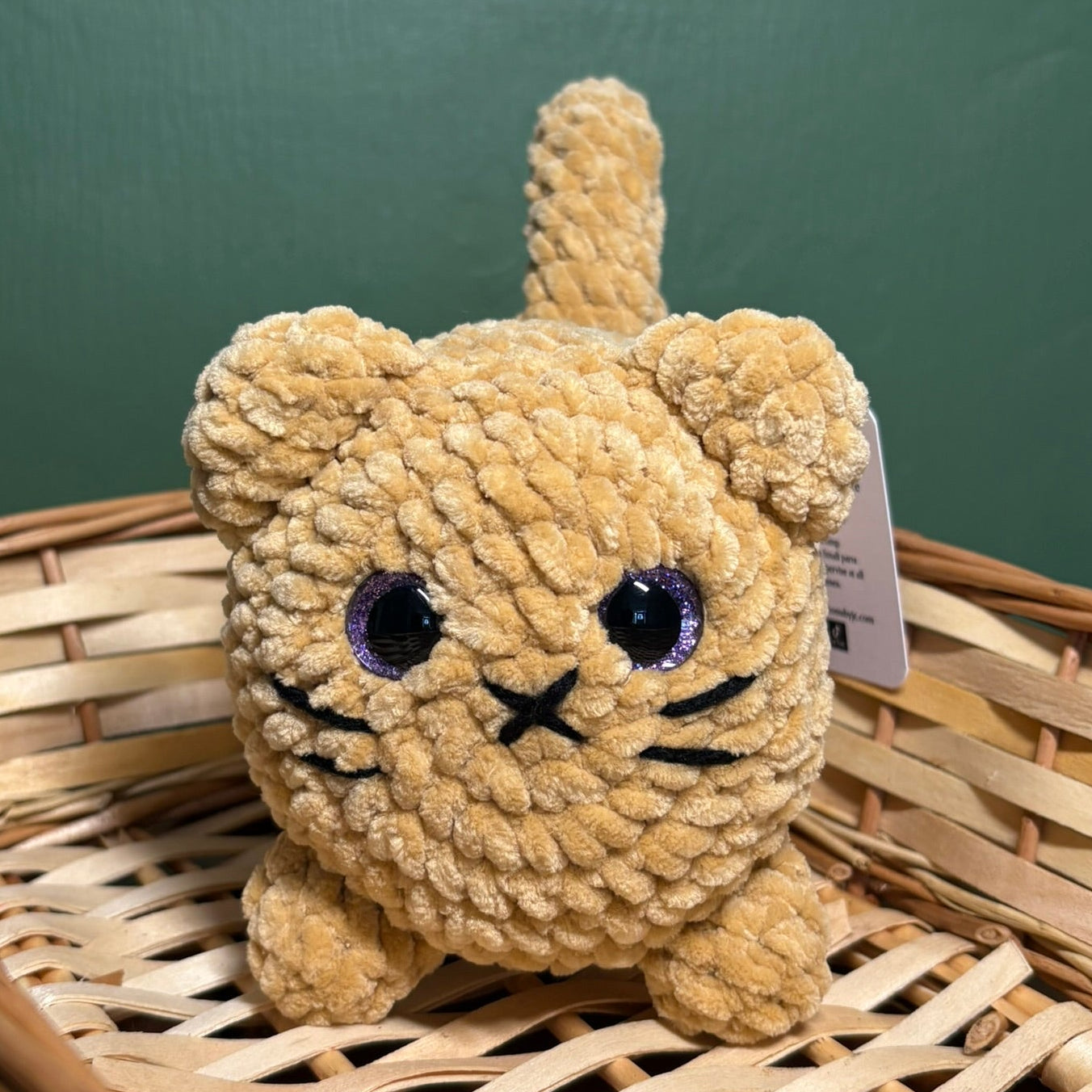Crochet Chenille Loaf Cats with Glitter Eyes Various Colours