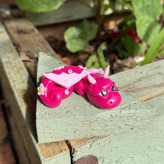 Pink Floral Whimsy Dragon