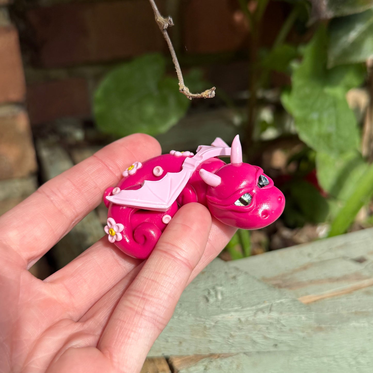 Pink Floral Whimsy Dragon