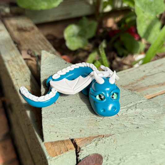 Teal And White Whimsy Dragon