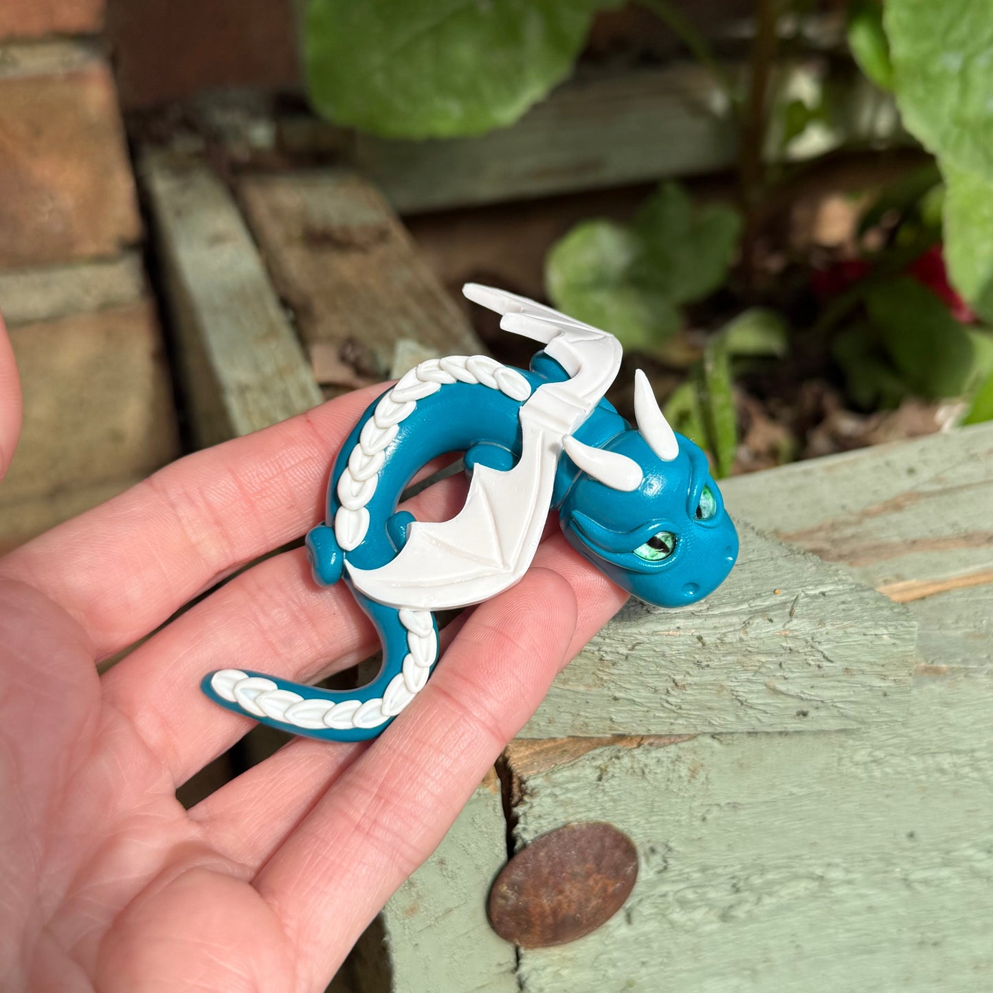 Teal And White Whimsy Dragon