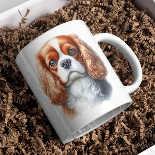 Cavalier King Charles Spaniel Dog 11oz White Mug, Perfect Gift Idea As It Comes Boxed.