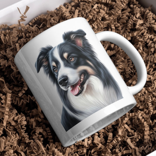 Border Collie Dog 11oz White Mug, Perfect Gift Idea As It Comes Boxed.