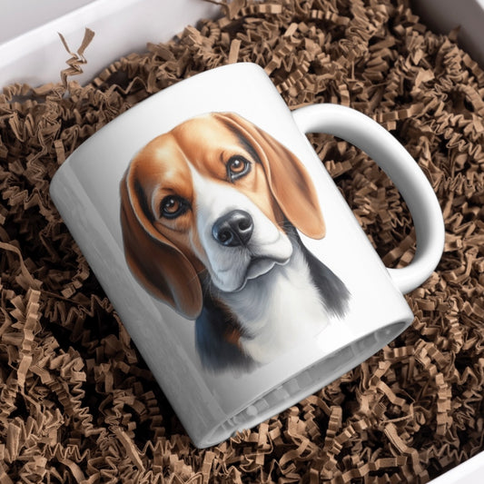 Beagle Dog 11oz White Mug, Perfect Gift Idea As It Comes Boxed.